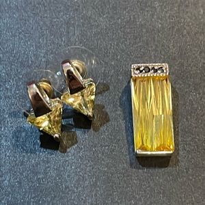 3/$20 - Citrine and Marcasite Pendant and Earrings Set